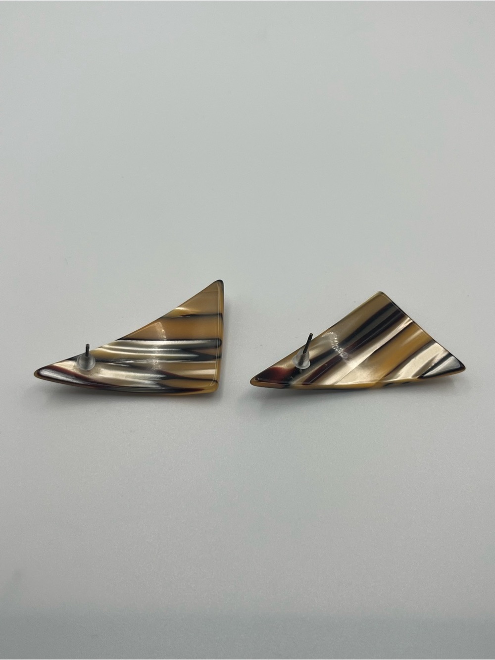 Triangle Acrylic Tortoiseshell-Pattern Earrings - Picture 2 of 4